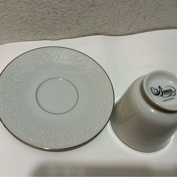 Set of 2- Grace Fine China Japan-Concerto-Tea Cups w/Saucers - Picture 3 of 4